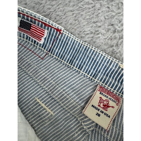 True Religion Womens Striped Denim Shorts Size 26 100% Cotton Made In USA NWT - Picture 5 of 11